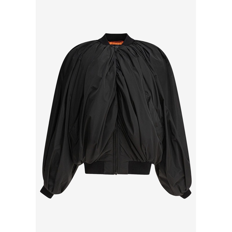 Zip-Up Draped Bomber Jacket