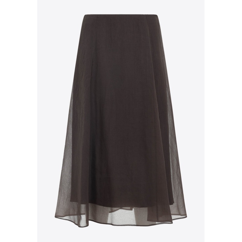 A-line Silk Midi Skirt