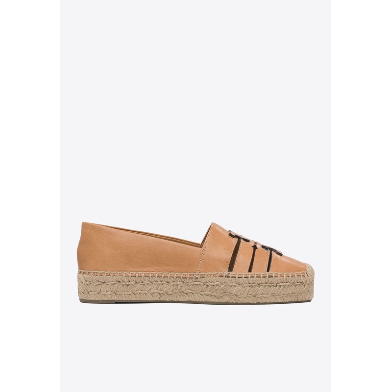 Cut-Out Logo Leather Espadrilles
