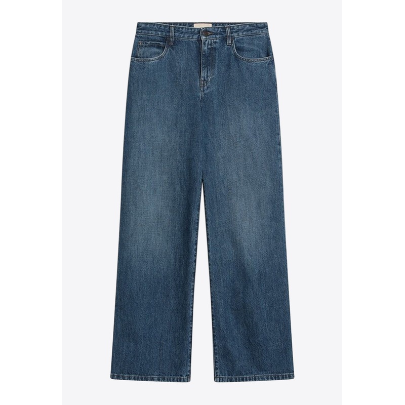 Eglitta Wide-Leg Faded Jeans