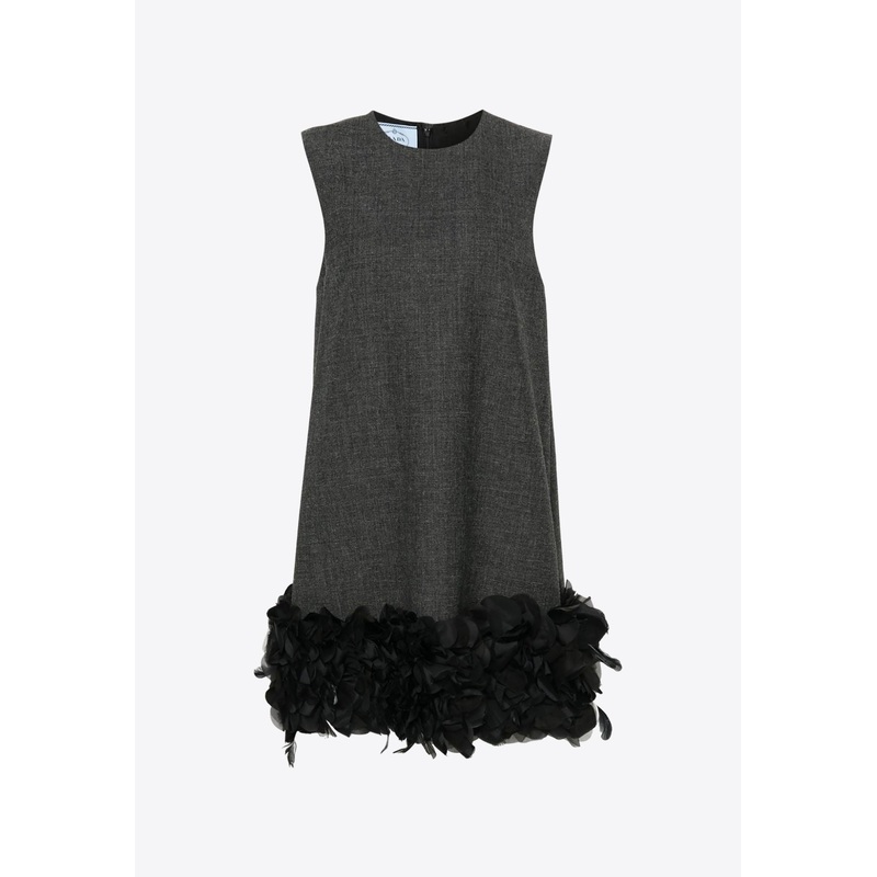 Feather and Petal Trimmed Mini Dress