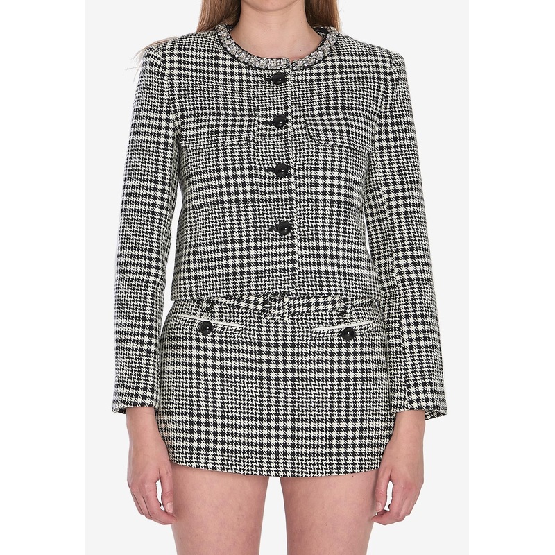 Houndstooth Cropped Jacket