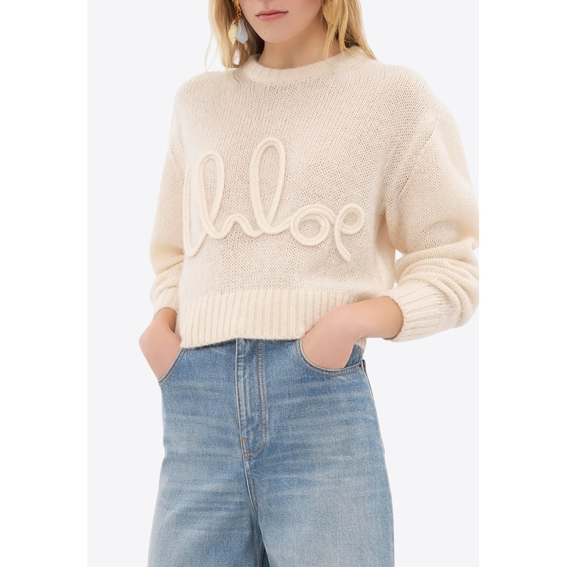 Logo Embroidered Alpaca Blend Sweater