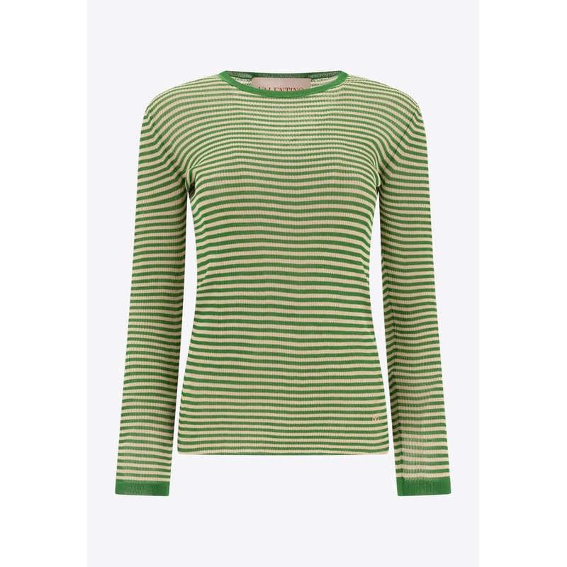 Long-Sleeved Striped T-shirt in Silk