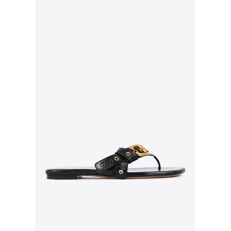 Mae Knotted-Strap Leather Thong Sandals