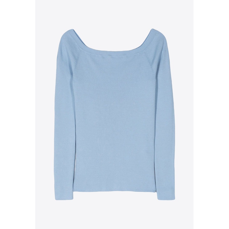 Off-Shoulder Fine Ribbed Sweater