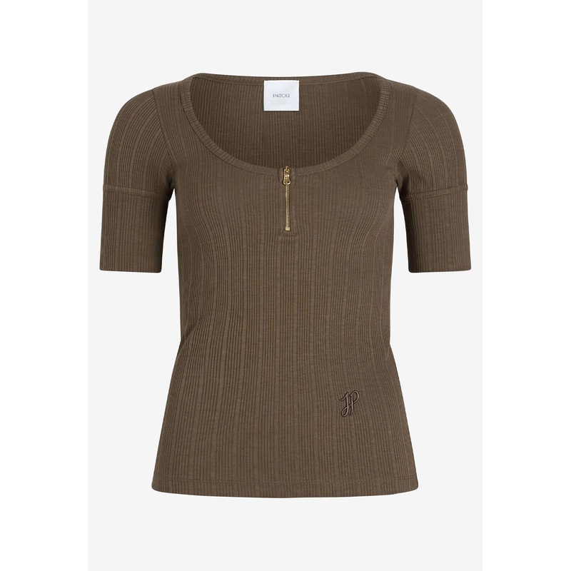Scoop-Neck Ribbed Knit Top