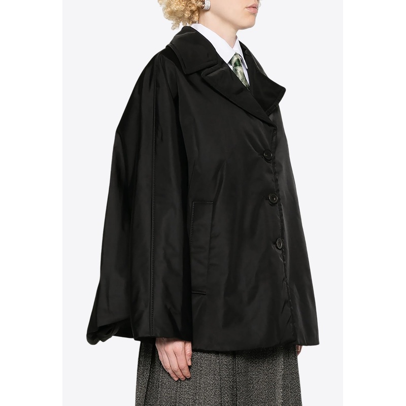 Twill Single-Breasted Cape Coat