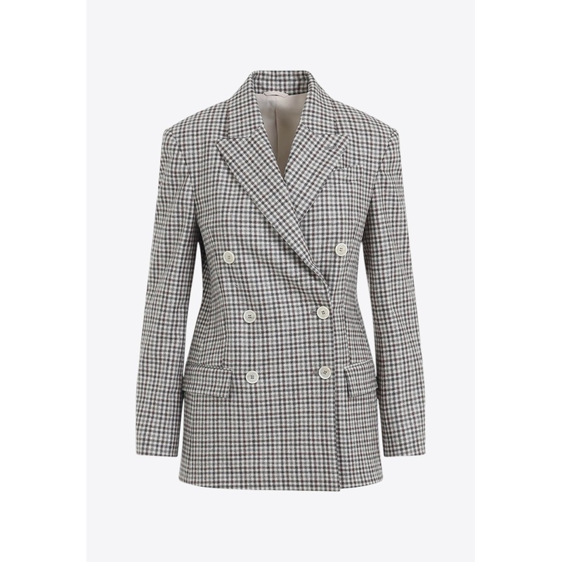 Vichy Double-Breasted Wool Blazer