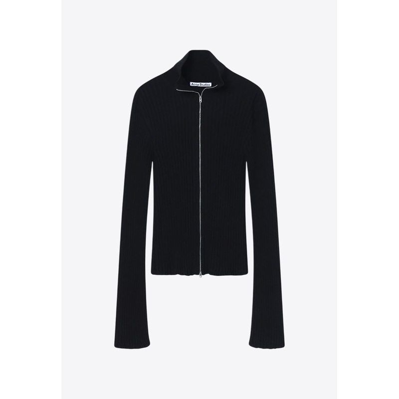 Zip-Up Ribbed Cardigan