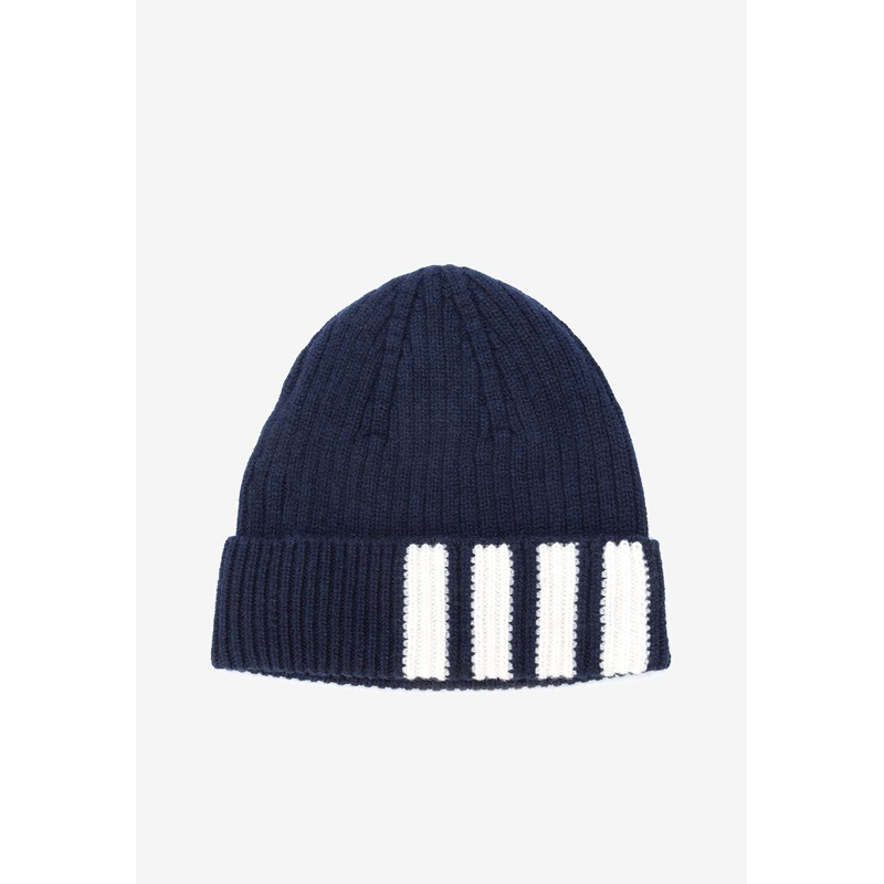 4-bar Stripes Rib Knit Beanie