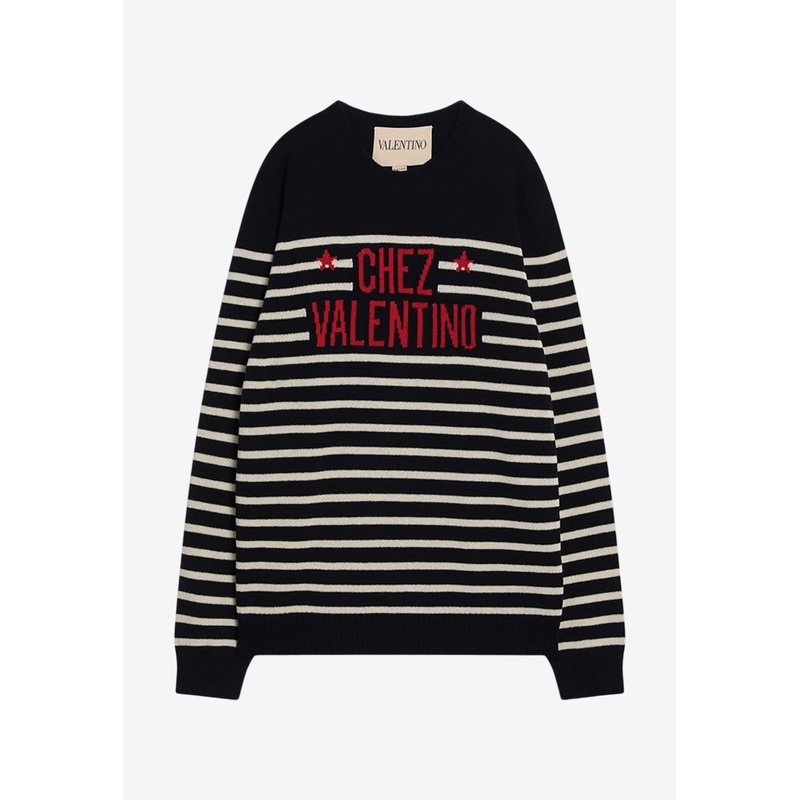 Chez Logo Jacquard Stripe Sweater
