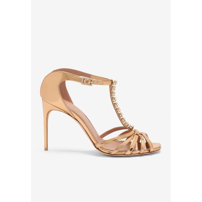 Erika 90 Crystal-Embellished Leather Sandals