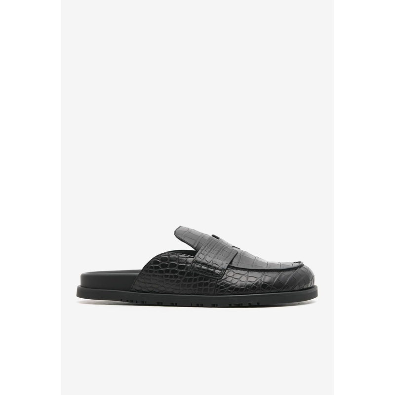 Go Mules in Black Matte Alligator