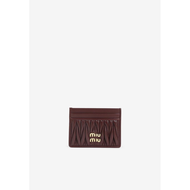 Logo Lettering Matelass Leather Cardholder