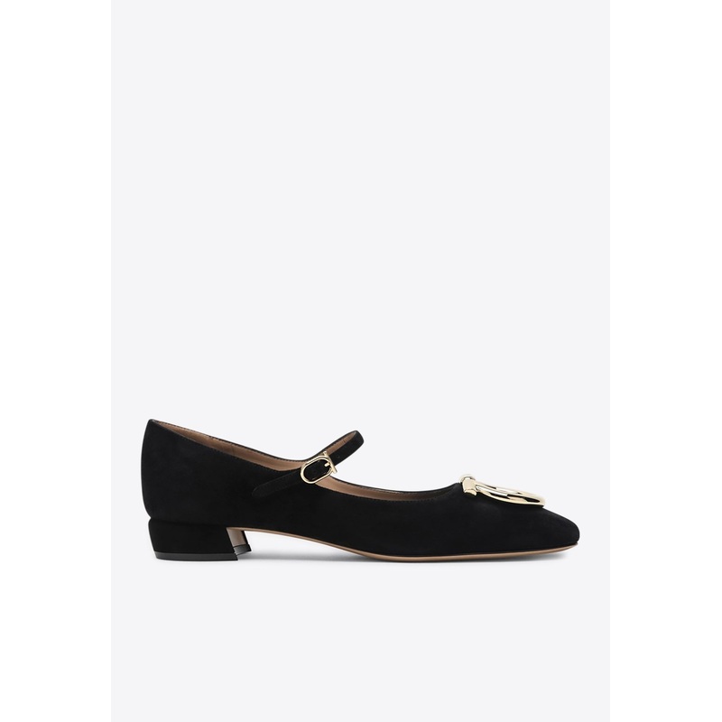Marry 30 Gancini Logo-Plaque Suede Pumps