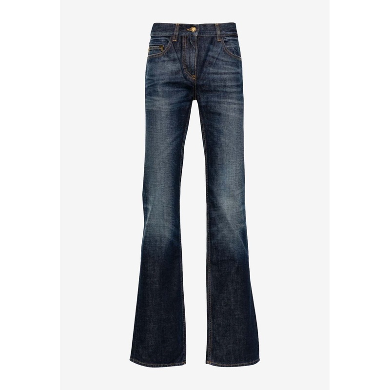 Monogram Patch Straight-Leg Jeans