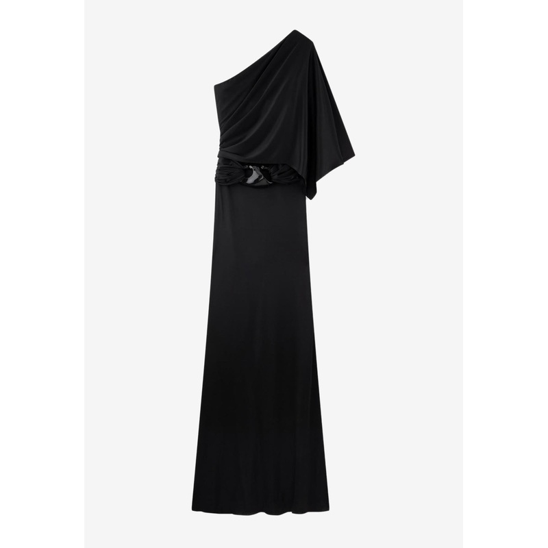 One-Shoulder Long Dress with Molded Buckle