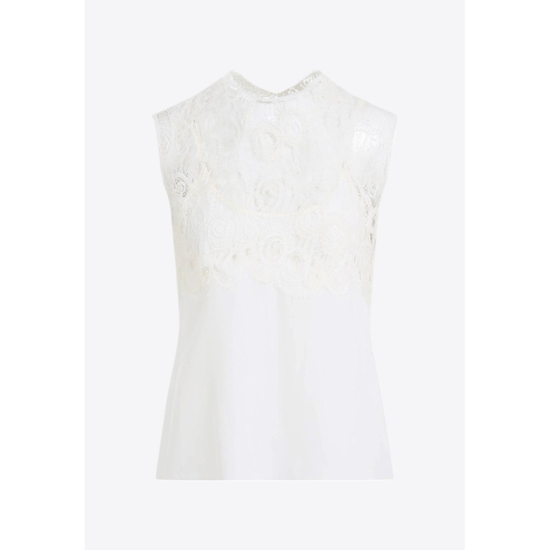 Sleeveless Silk Lace Top
