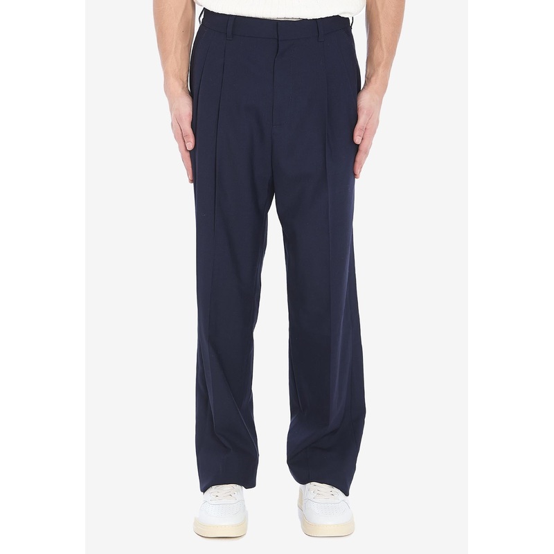 Straight-Leg Wool Pants