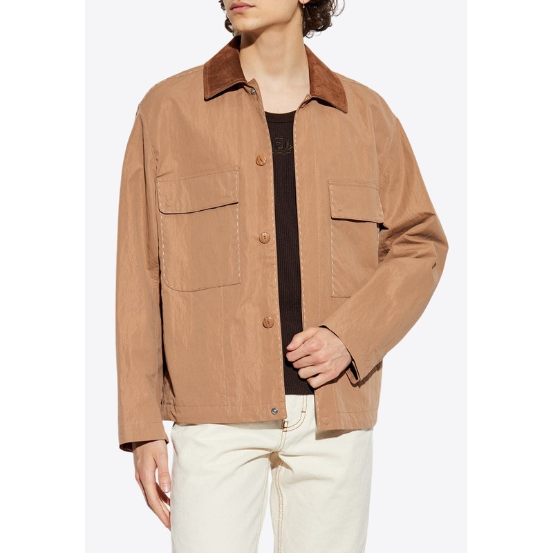 Suede Collar Canvas Jacket