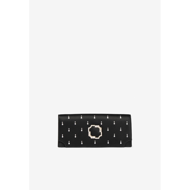 Vivien Crystal-Embellished Satin Clutch