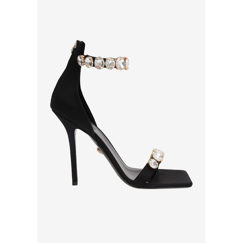 85 Crystal-Embellished Satin Sandals