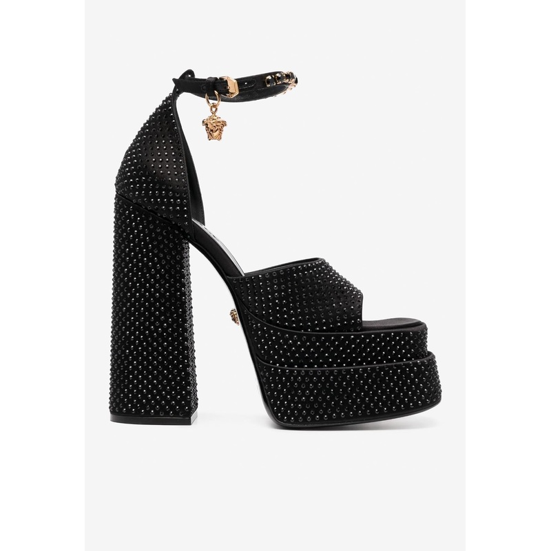 Aevitas 140 Medusa Crystal-Embellished Platform Sandals