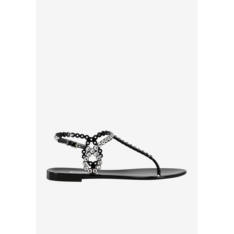 Almost Bare Crystal Jelly Flat Sandals