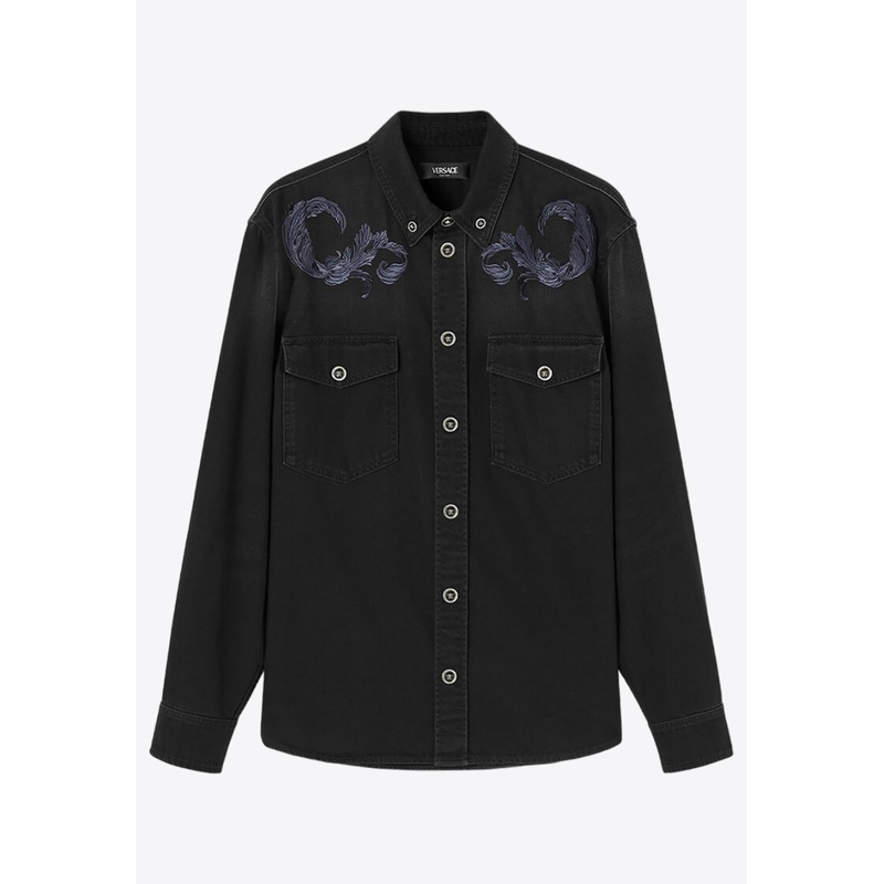 Barocco Embroidered Denim Overshirt