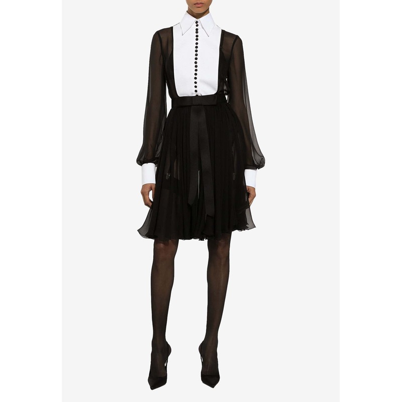 Chiffon Knee-Length Shirt Dress