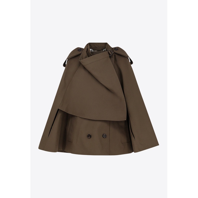 Double-Breasted Buttoned Cape Coat