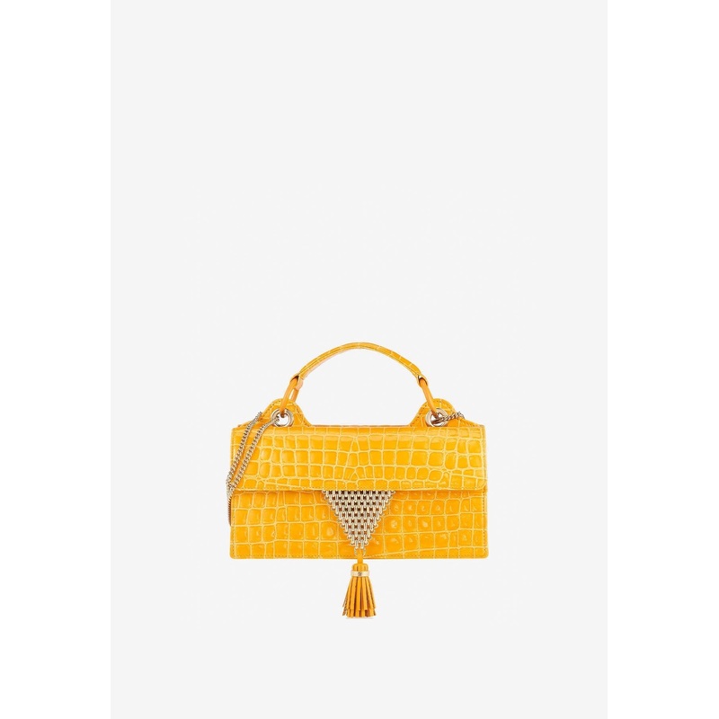Downtown 24/7 Top Handle Bag in Croc-Embossed Leather