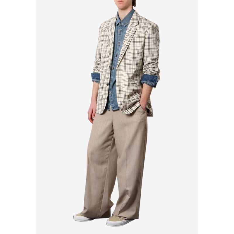 Madras Check Single-Breasted Blazer