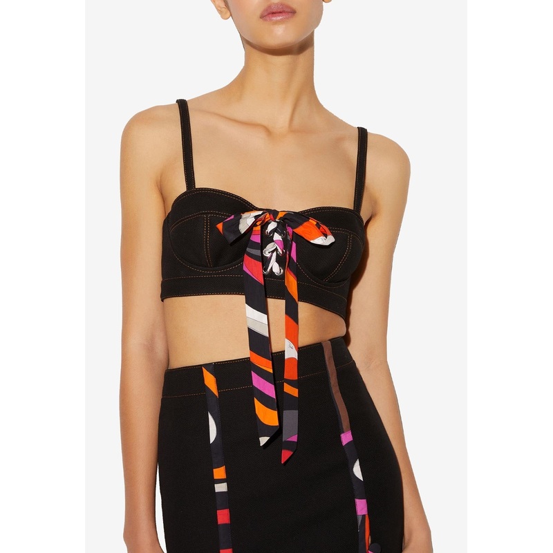 Marmo-Print Bustier Sleeveless Top