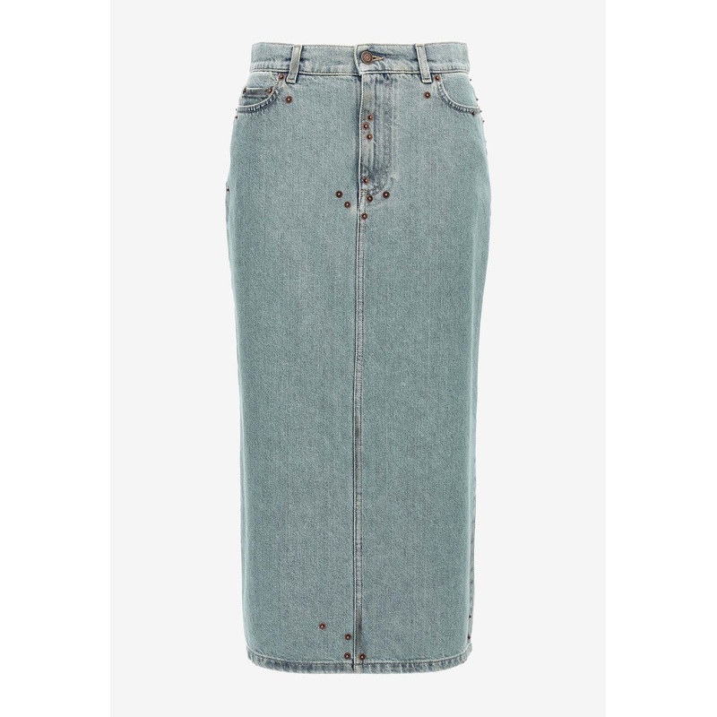 Rivets Midi Denim Skirt