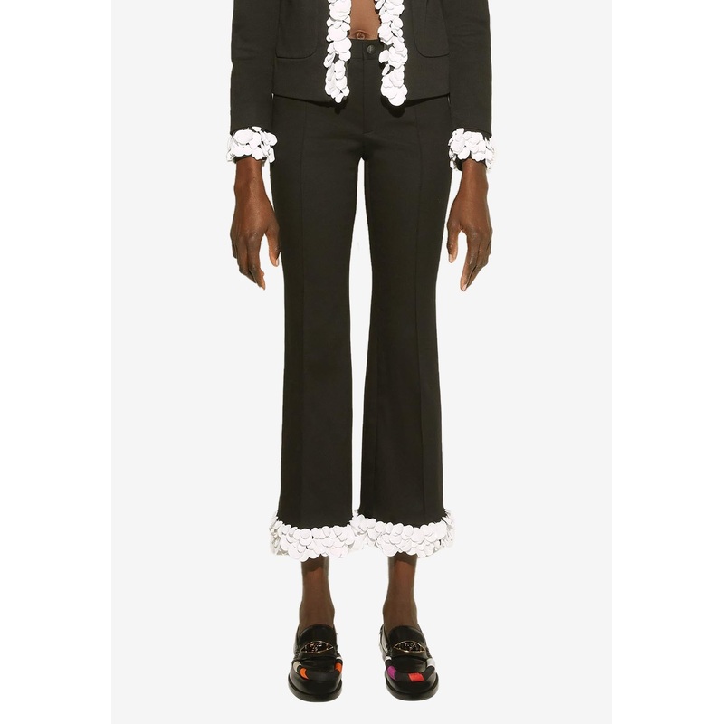 Sequined-Hem Tailored Pants