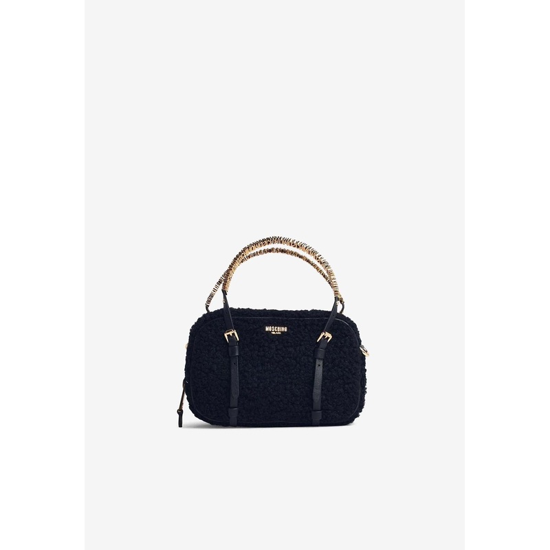 Shearling Logo Top Handle Bag