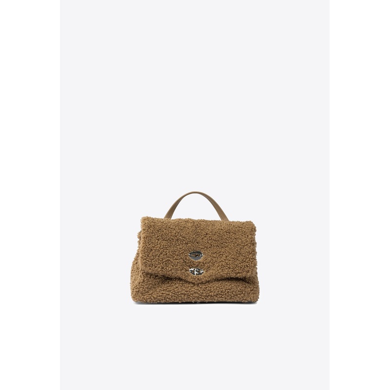 Small Postina Shearling Top Handle Bag