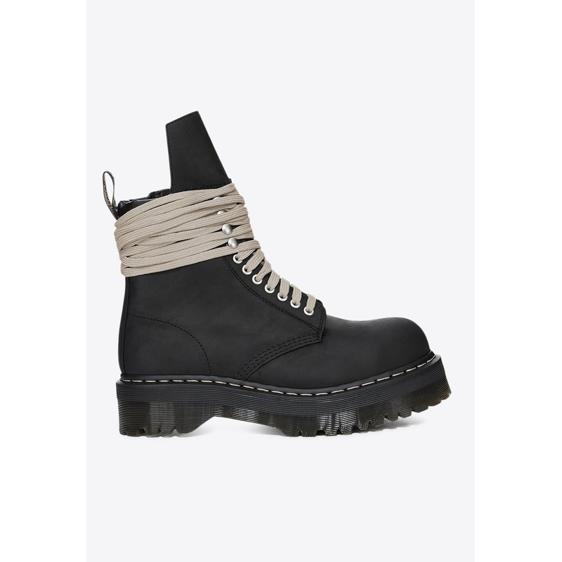 X Rick Owens Quad Sole Leather Ankle Boots
