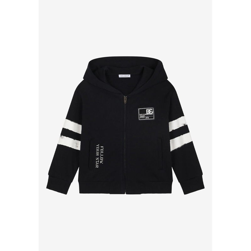 Boys Brocade Logo-Patch Hooded Sweatshirt