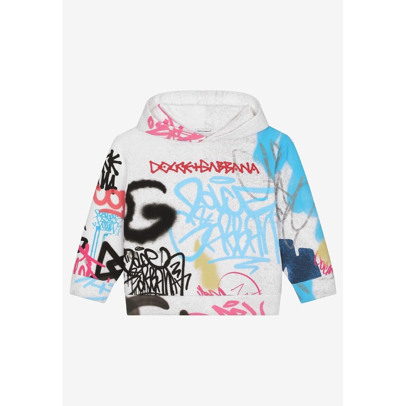 Boys Graffiti Print Hooded Sweatshirt