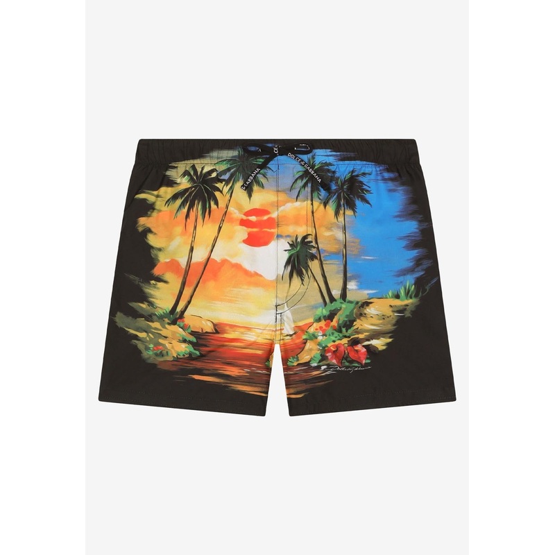 Boys Hawaiian Print Swim Shorts