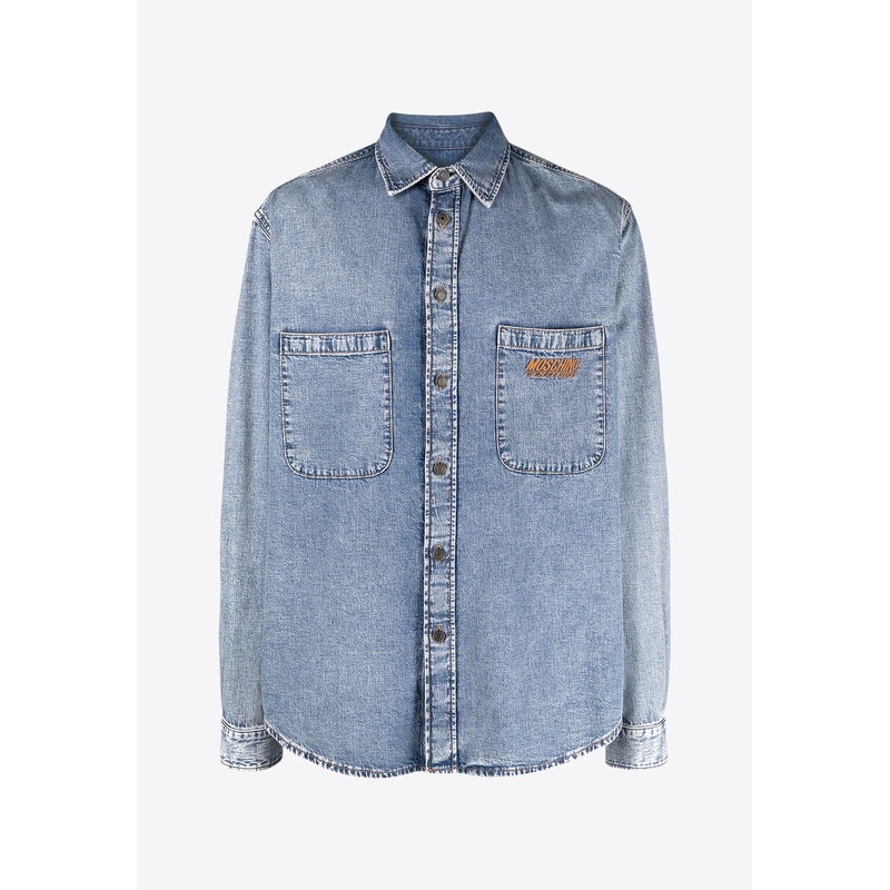 Logo Long-Sleeved Denim Shirt