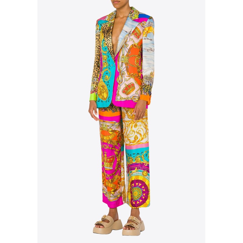 Scarf Print Silk Blazer