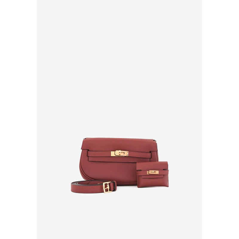 Kelly Moove in Rouge H Swift Leather with Gold Hardware