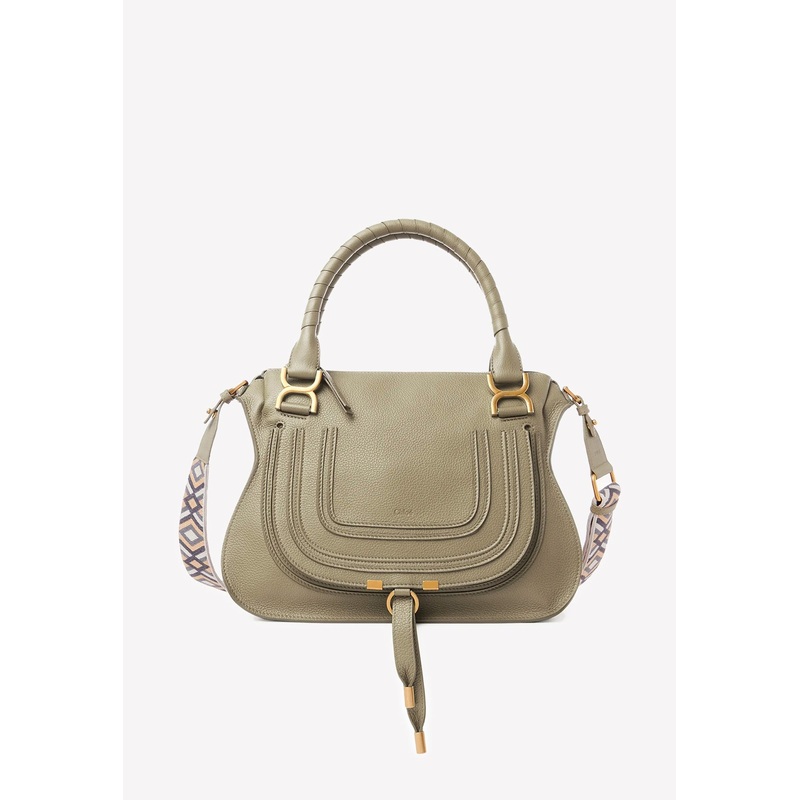 Medium Marcie Top Handle Bag in Grained Leather