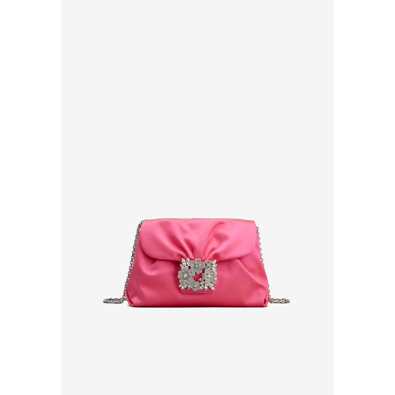 RV Bouquet Crystal Buckle Shoulder Bag in Satin