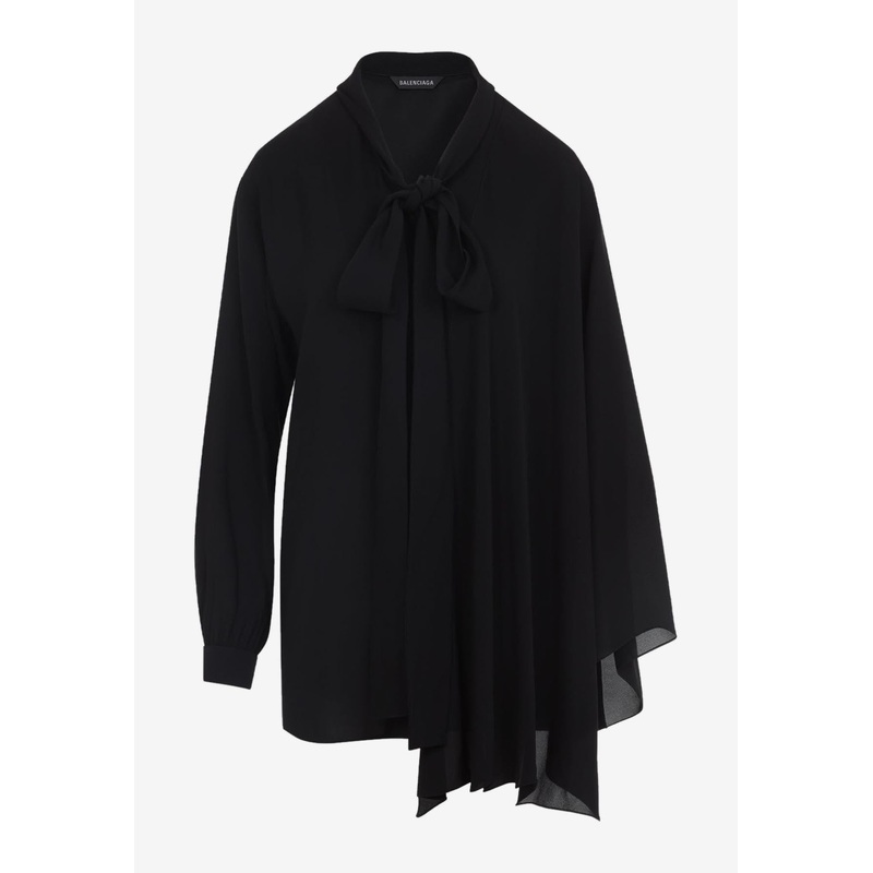 Asymmetric Silk Scarf Blouse