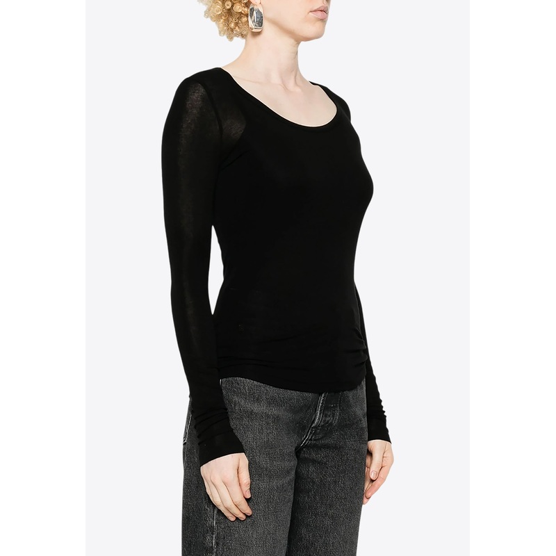 Corey Scoop-Neck Sheer Top